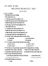 Đề cương ôn tập học kì I Địa lí lớp 7 - Năm học 2014-2015 - Châu Ái Vân